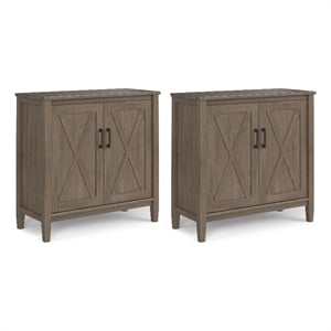 Ela SOLID WOOD 32 inch Wide  Storage Cabinet with Doors Set of 2 in Smoky Brown