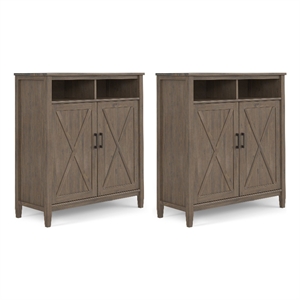 Ela SOLID WOOD 39&quot WD Tall Storage Cabinet with Doors & Set of 2 in Smoky Brown