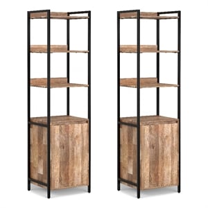 Kelsey 20W 5 Shelf Bookcase with Door (Set of 2) in Natural