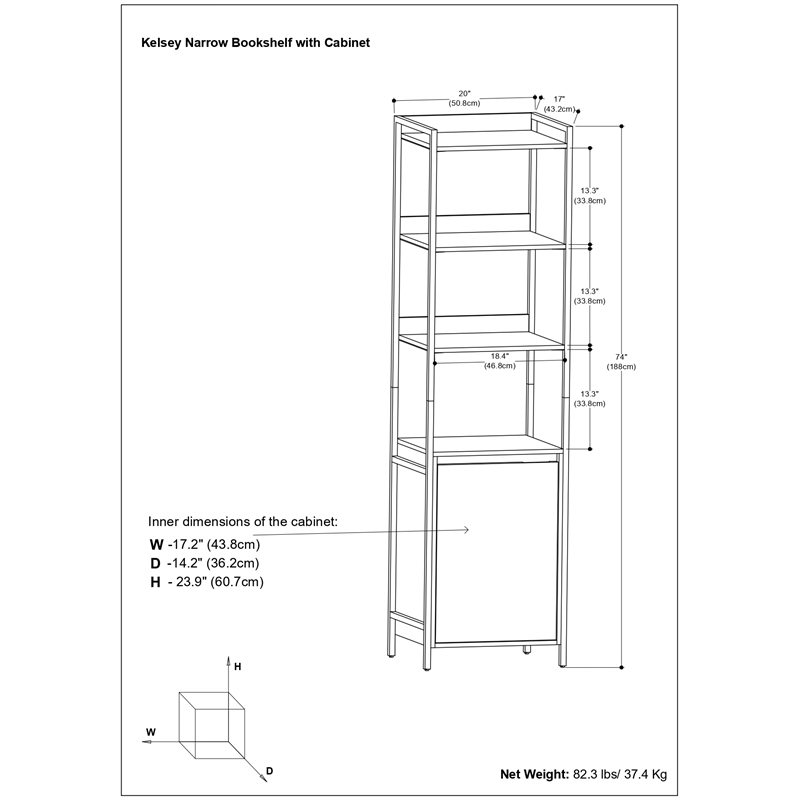 Kelsey 70W Bookcase Wall with Open and Closed Storage in Natural