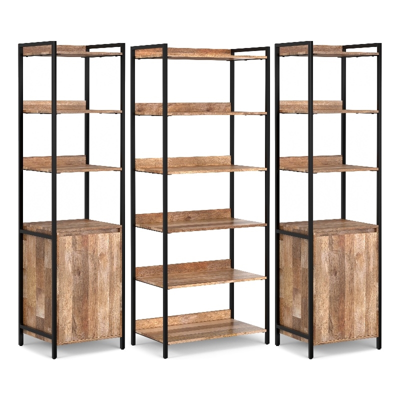 Kelsey 70W Bookcase Wall with Open and Closed Storage in Natural