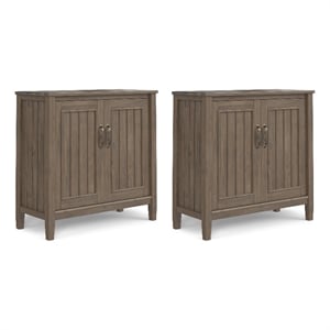 Lev SOLID WOOD 32 inch Wide  Storage Cabinet with Doors Set of 2 in Smoky Brown