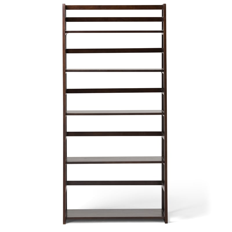 Acadian 30W 5 Shelf Ladder Bookcase (Set of 2) in Brunette Brown