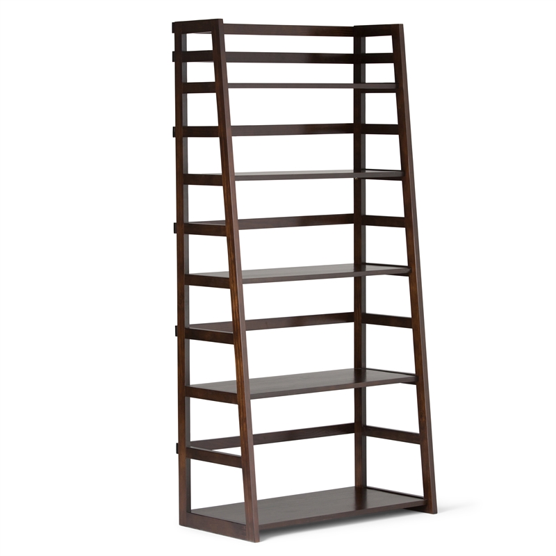 Acadian 30W 5 Shelf Ladder Bookcase (Set of 2) in Brunette Brown
