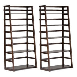 Acadian 30W 5 Shelf Ladder Bookcase (Set of 2) in Brunette Brown