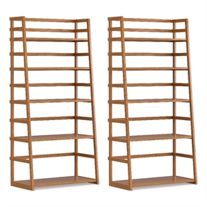 Acadian 30W 5 Shelf Ladder Bookcase (Set of 2) in Light Golden Brown