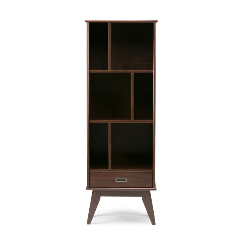 Draper 22W 6 Cubbie Bookcase with Drawer (Set of 2) in Medium Auburn Brown