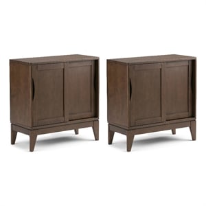 Harper SOLID HARDWOOD 30&quot WD Storage Cabinet with Doors Setof 2 in Walnut Brown