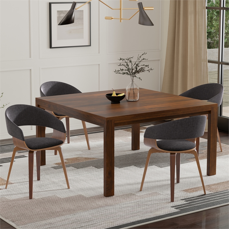 Lowell & Wilson 5-Piece Dining Set in Walnut Veneer