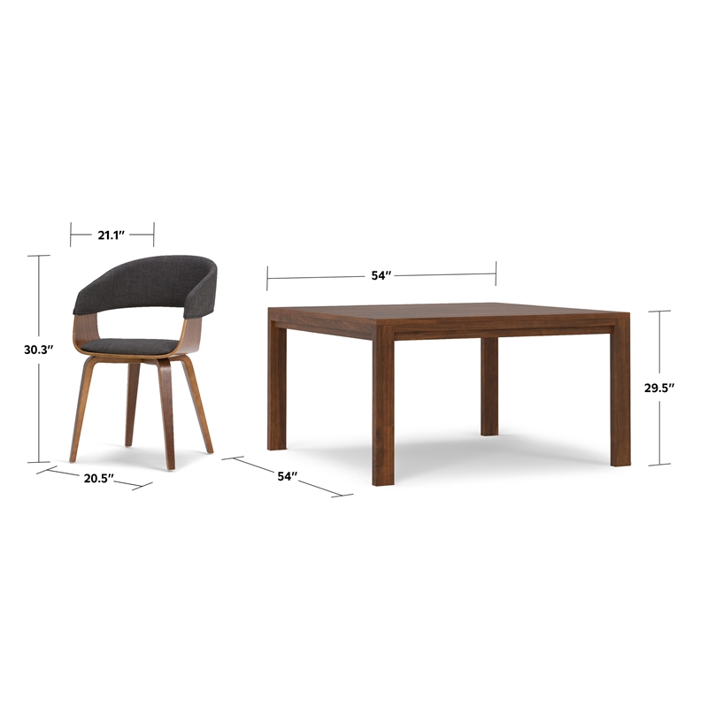 Lowell & Wilson 5-Piece Dining Set in Walnut Veneer