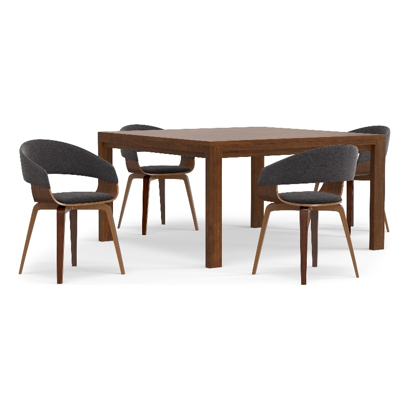 Lowell & Wilson 5-Piece Dining Set in Walnut Veneer