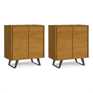 Lowry Metal 39&quot Wide Tall Storage Cabinet with Doors Set of 2 in Oak Veneer