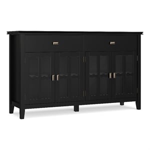 Artisan SOLID WOOD & Pine 60x17&quot Transitional 4 Door Sideboard Buffet in Black