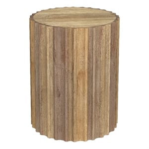 Rolf SOLID MANGO WOOD 16&quot WD Round Boho Side Table in Natural & Fully Assembled