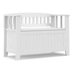 Acadian 36&quot Wide Solid Wood Transitional Small Entryway Storage Bench in White