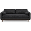 Morrison 89 inch Wide Modern Sofa in Lead Black Semi-Aniline Genuine Leather