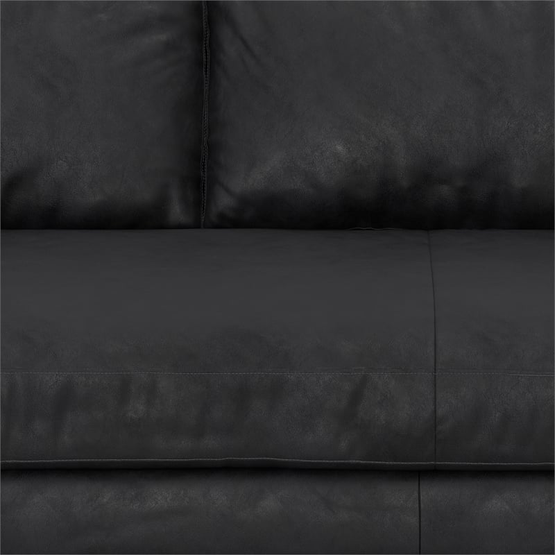 Morrison 89 inch Wide Modern Sofa in Lead Black Semi-Aniline Genuine Leather