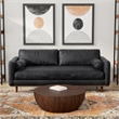 Morrison 89 inch Wide Modern Sofa in Lead Black Semi-Aniline Genuine Leather