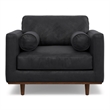 Simpli Home Morrison 42 inch Wide Mid-Century Modern Arm Chair in Lead Black