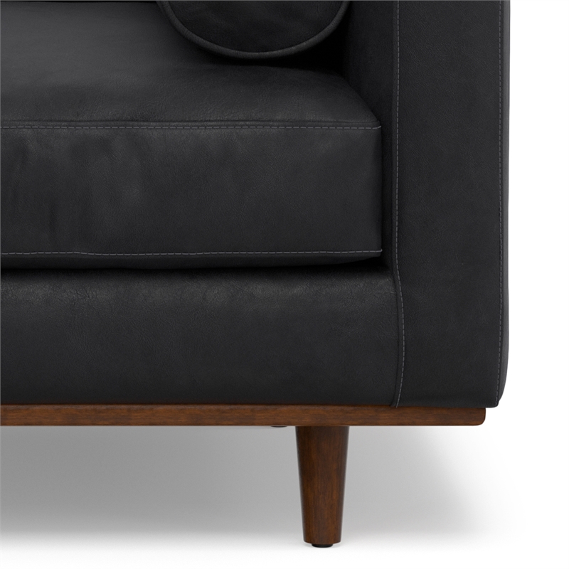 Simpli Home Morrison 42 inch Wide Mid-Century Modern Arm Chair in Lead Black