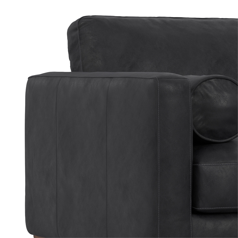 Simpli Home Morrison 42 inch Wide Mid-Century Modern Arm Chair in Lead Black