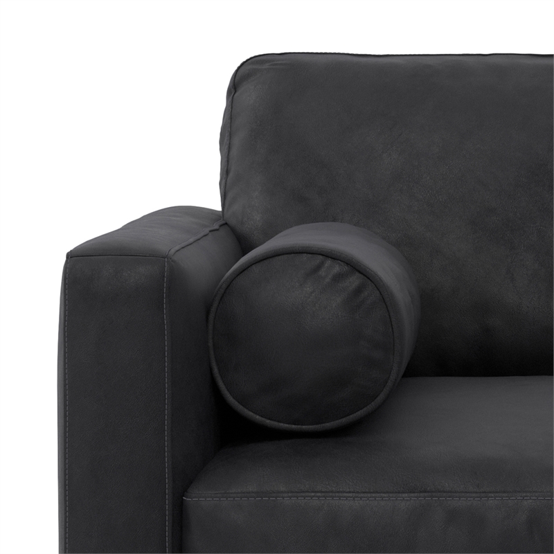 Simpli Home Morrison 42 inch Wide Mid-Century Modern Arm Chair in Lead Black