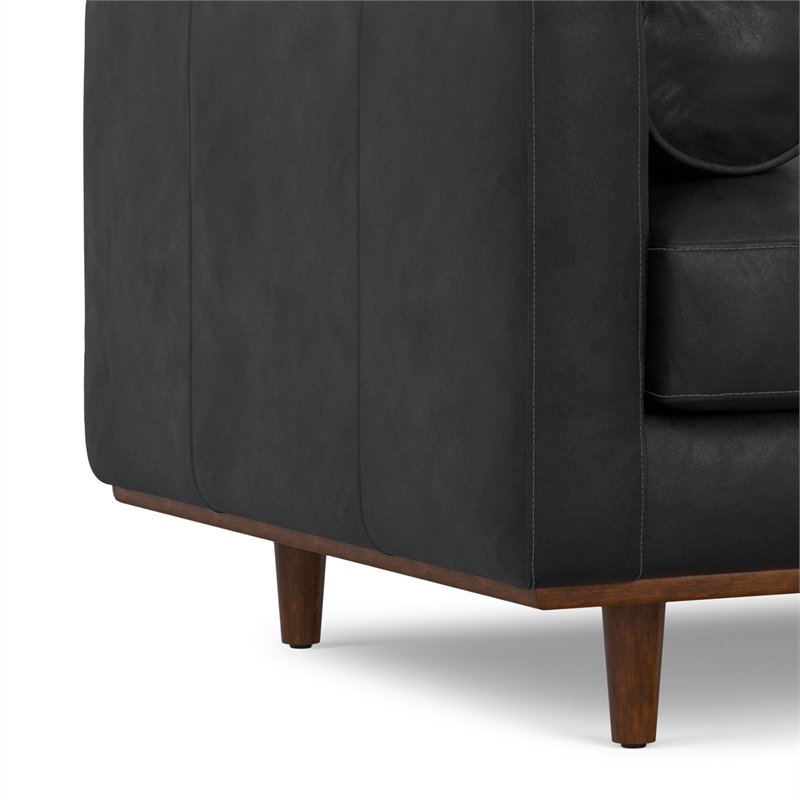 Simpli Home Morrison 42 inch Wide Mid-Century Modern Arm Chair in Lead Black