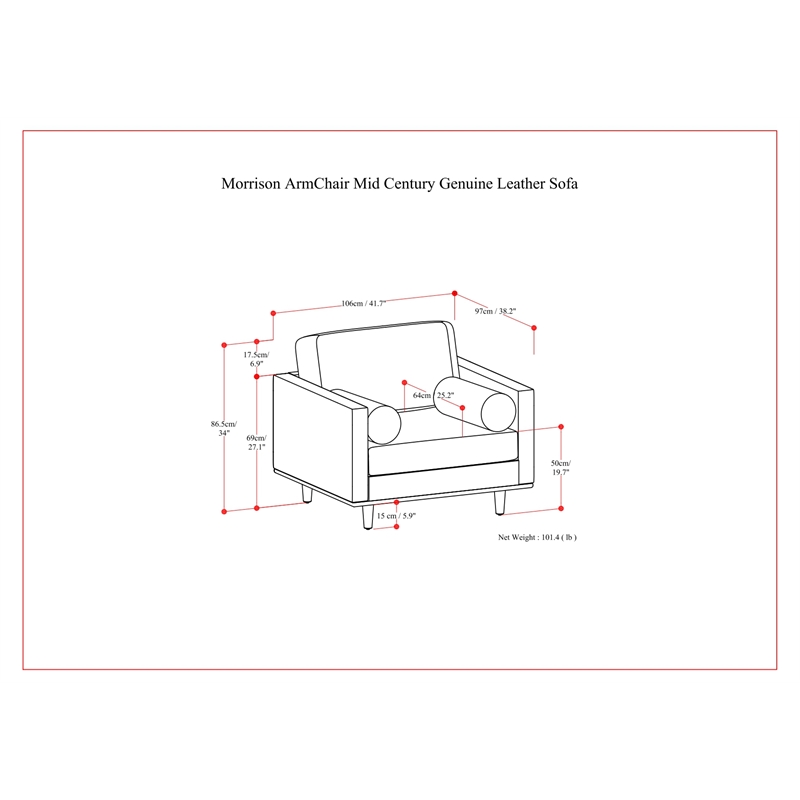 Simpli Home Morrison 42 inch Wide Mid-Century Modern Arm Chair in Lead Black