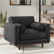 Simpli Home Morrison 42 inch Wide Mid-Century Modern Arm Chair in Lead Black