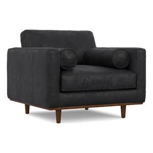 Simpli Home Morrison 42 inch Wide Mid-Century Modern Arm Chair in Lead Black