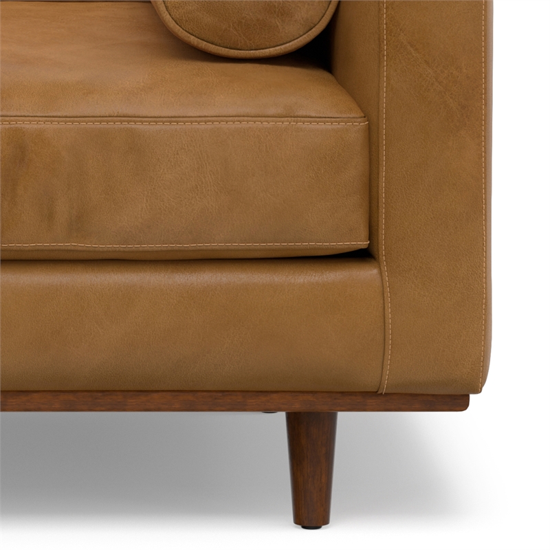 Simpli Home Morrison 42 inch Wide Mid-Century Modern Arm Chair in Sienna