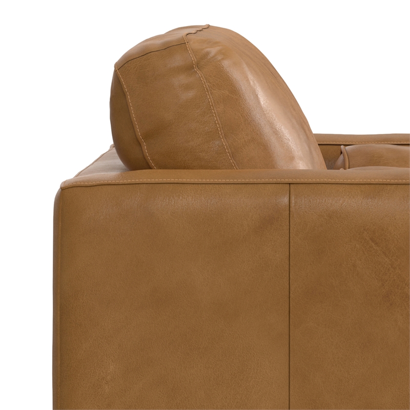 Simpli Home Morrison 42 inch Wide Mid-Century Modern Arm Chair in Sienna