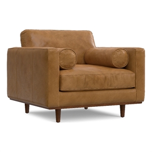 Simpli Home Morrison 42 inch Wide Mid-Century Modern Arm Chair in Sienna