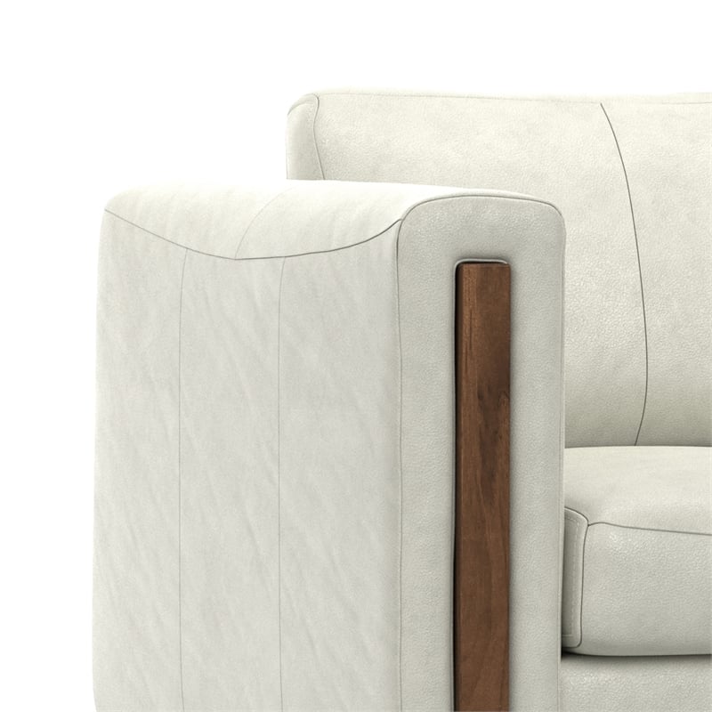 Richard Modern 62 inch Wide Sofa inLight Smoke Gray Genuine Leather