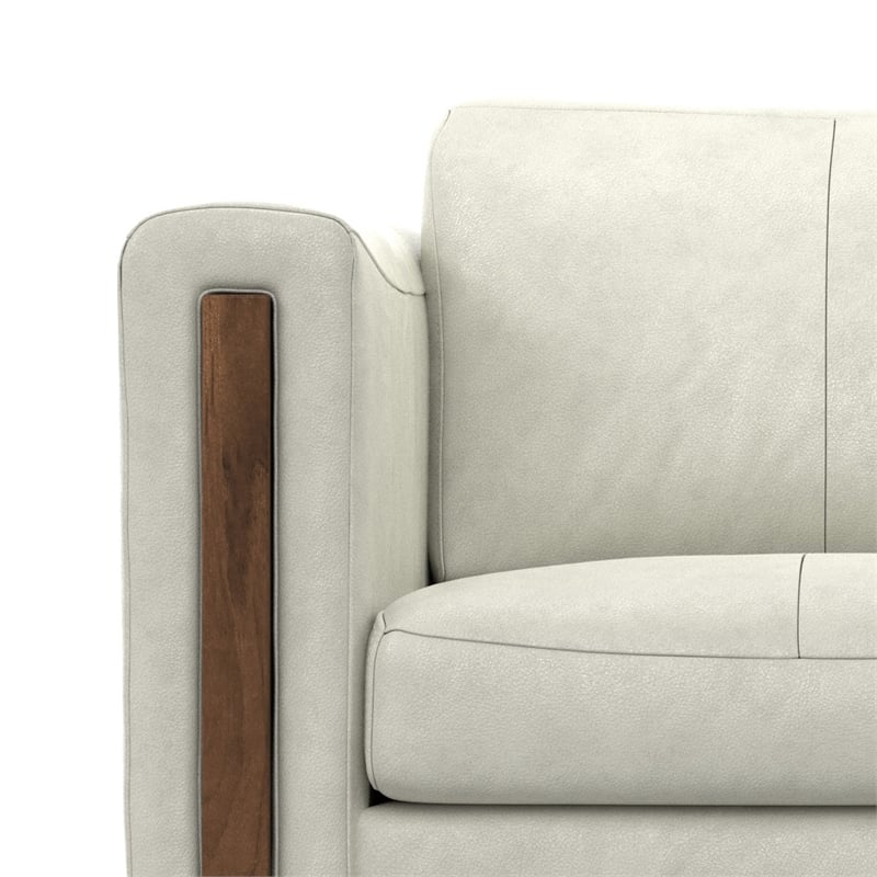 Richard Modern 62 inch Wide Sofa inLight Smoke Gray Genuine Leather