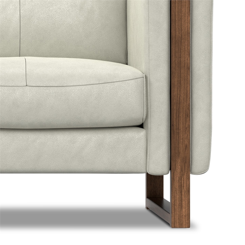 Richard Modern 62 inch Wide Sofa inLight Smoke Gray Genuine Leather