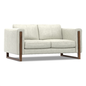 Richard Modern 62 inch Wide Sofa inLight Smoke Gray Genuine Leather