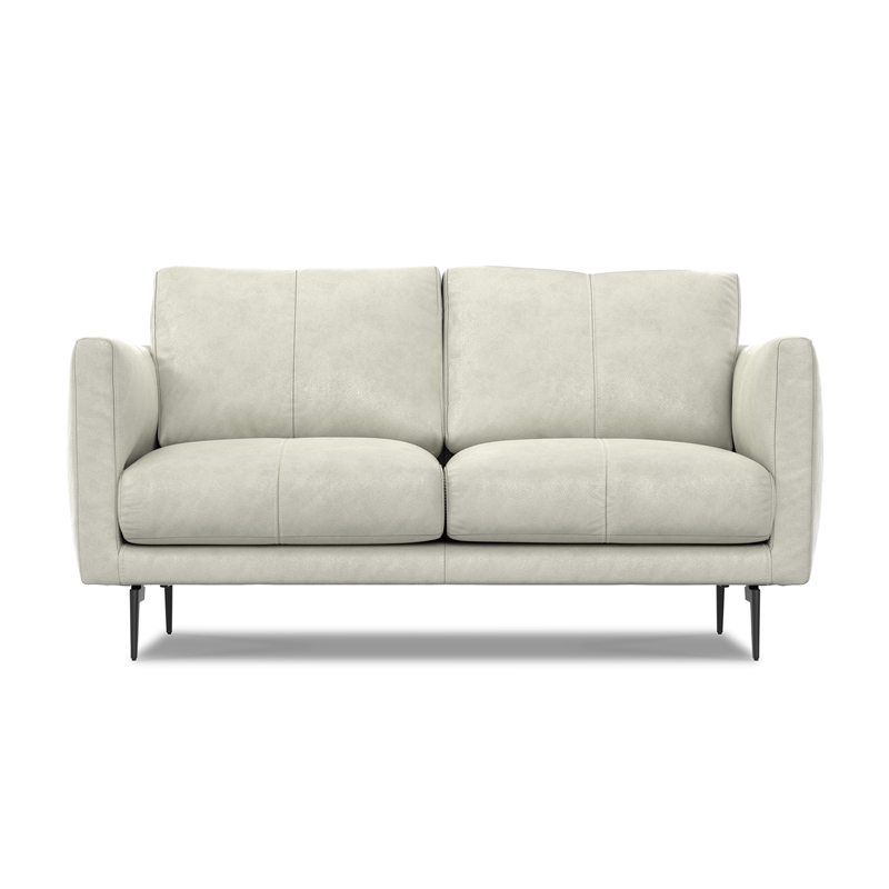 Stevens Modern 60 inch Wide Sofa in Light Smoke Gray Genuine Leather
