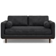 Morrison 72 inch Wide Modern Sofa in Lead Black Semi-Aniline Genuine Leather
