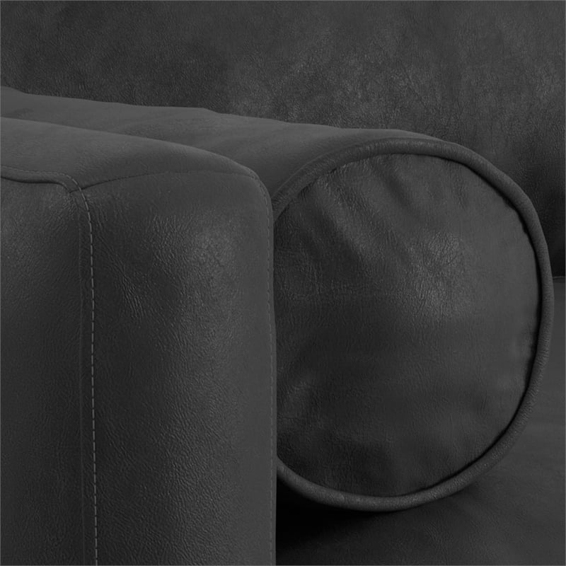 Morrison 72 inch Wide Modern Sofa in Lead Black Semi-Aniline Genuine Leather