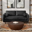 Morrison 72 inch Wide Modern Sofa in Lead Black Semi-Aniline Genuine Leather