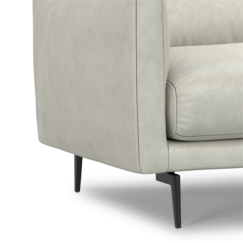 Stevens Modern 81 inch Wide Sofa in Light Smoke Gray Genuine Leather