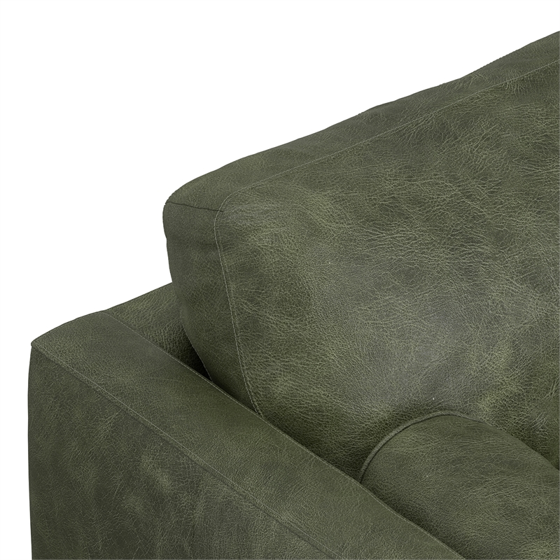 Morrison 89 inch Wide Modern Sofa in Moss Green Semi-Aniline Genuine Leather