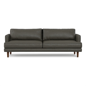 Livingston 90&quot Wide Mid-Century Modern Sofa in Coal Top Grain Genuine Leather