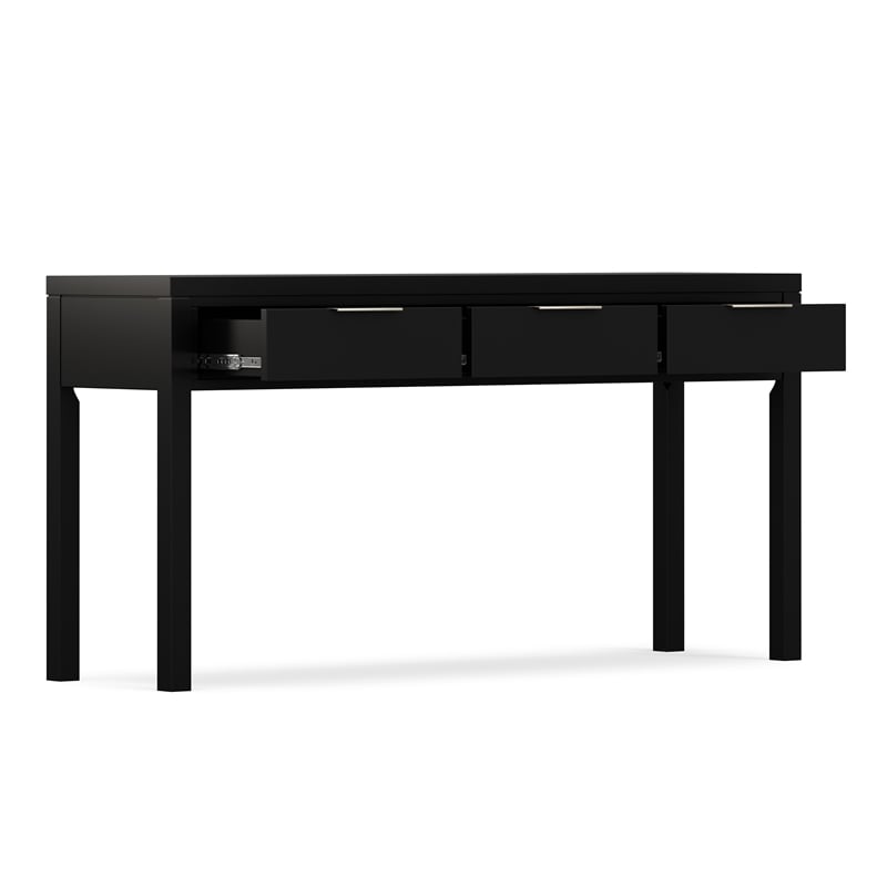 Hollander 60 inch Wide Solid Wood Contemporary Console Table in Black
