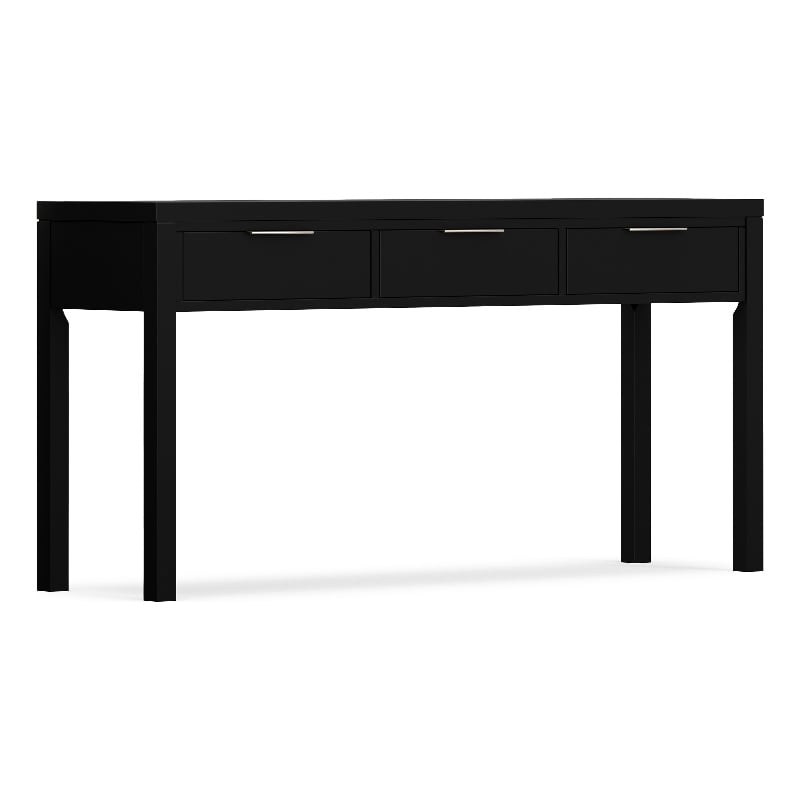Hollander 60 inch Wide Solid Wood Contemporary Console Table in Black