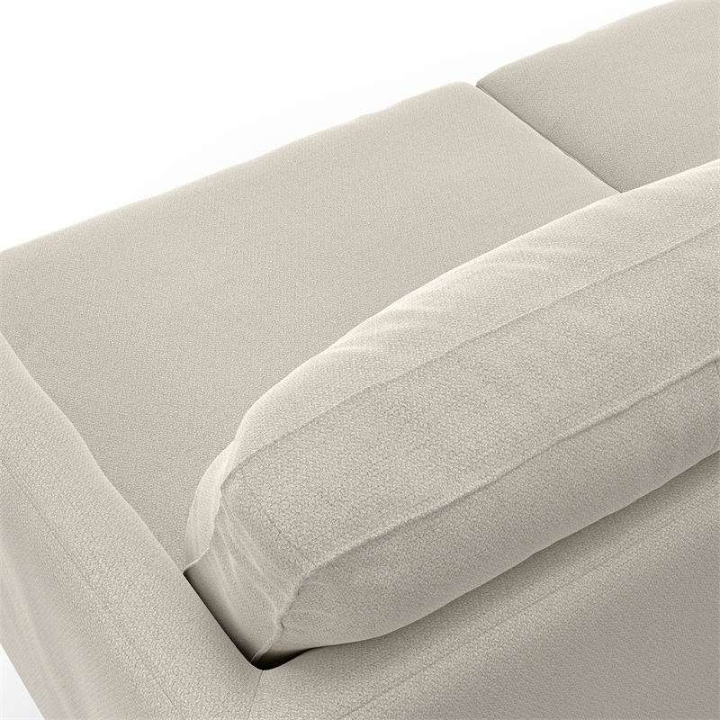 Livingston 76 inch Wide Modern Loveseat Sofa in Cream White Woven-Blend Fabric