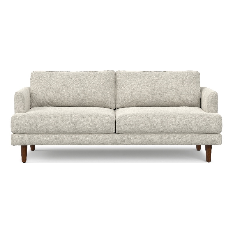Livingston 76 inch Wide Modern Loveseat Sofa in Cream White Woven-Blend Fabric