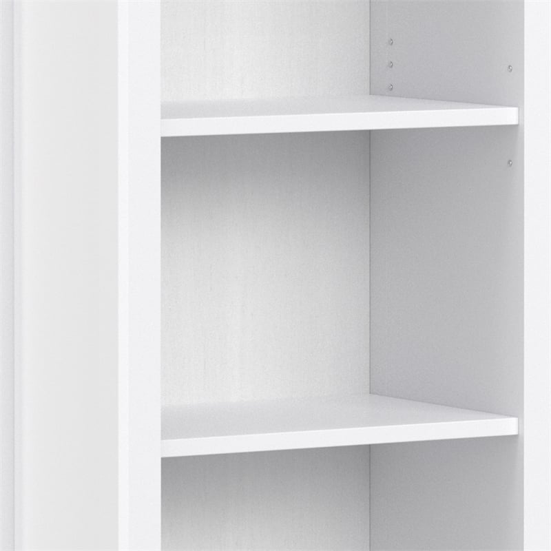 Amherst 24 inch Wide Solid Wood Transitional 5 Shelf Bookcase in White