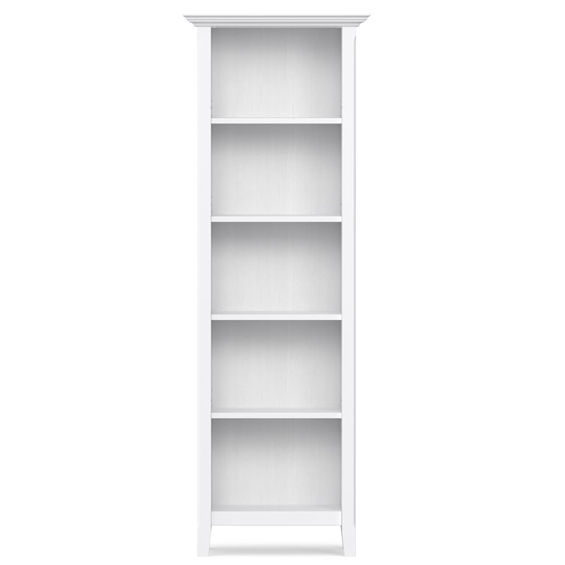Amherst 24 inch Wide Solid Wood Transitional 5 Shelf Bookcase in White